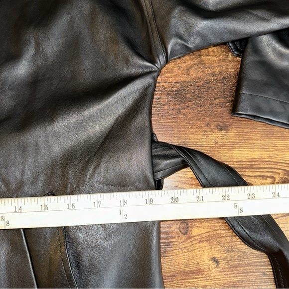 Beulah Style Jacket Womens Small Black Faux Leather Long Trench Coat - Picture 6 of 7